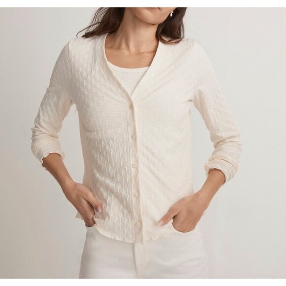 Madewell V-Neck Cardigan in Checkerboard Jacquard XS - Picture 1 of 6